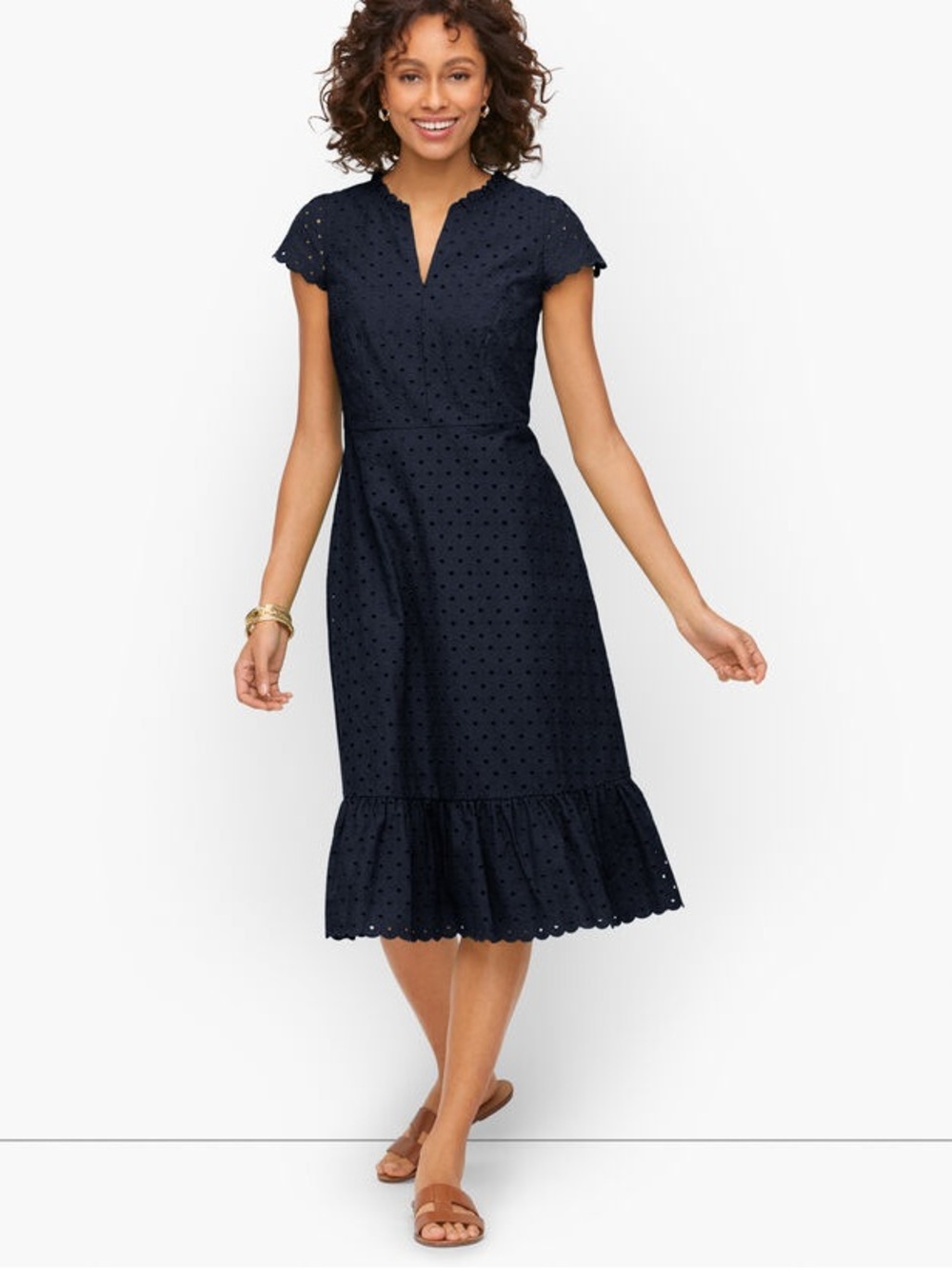 EMBROIDERED FIT & FLARE DRESS GEO EYELET DRESS SIZE 12